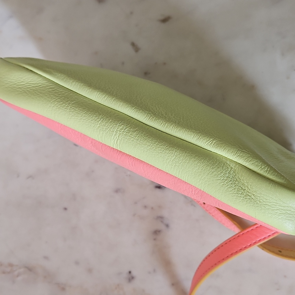 MARC BY MARC JACOBS: Pink And Lime Green Leather Crossbody Bag - Picture 8 of 15